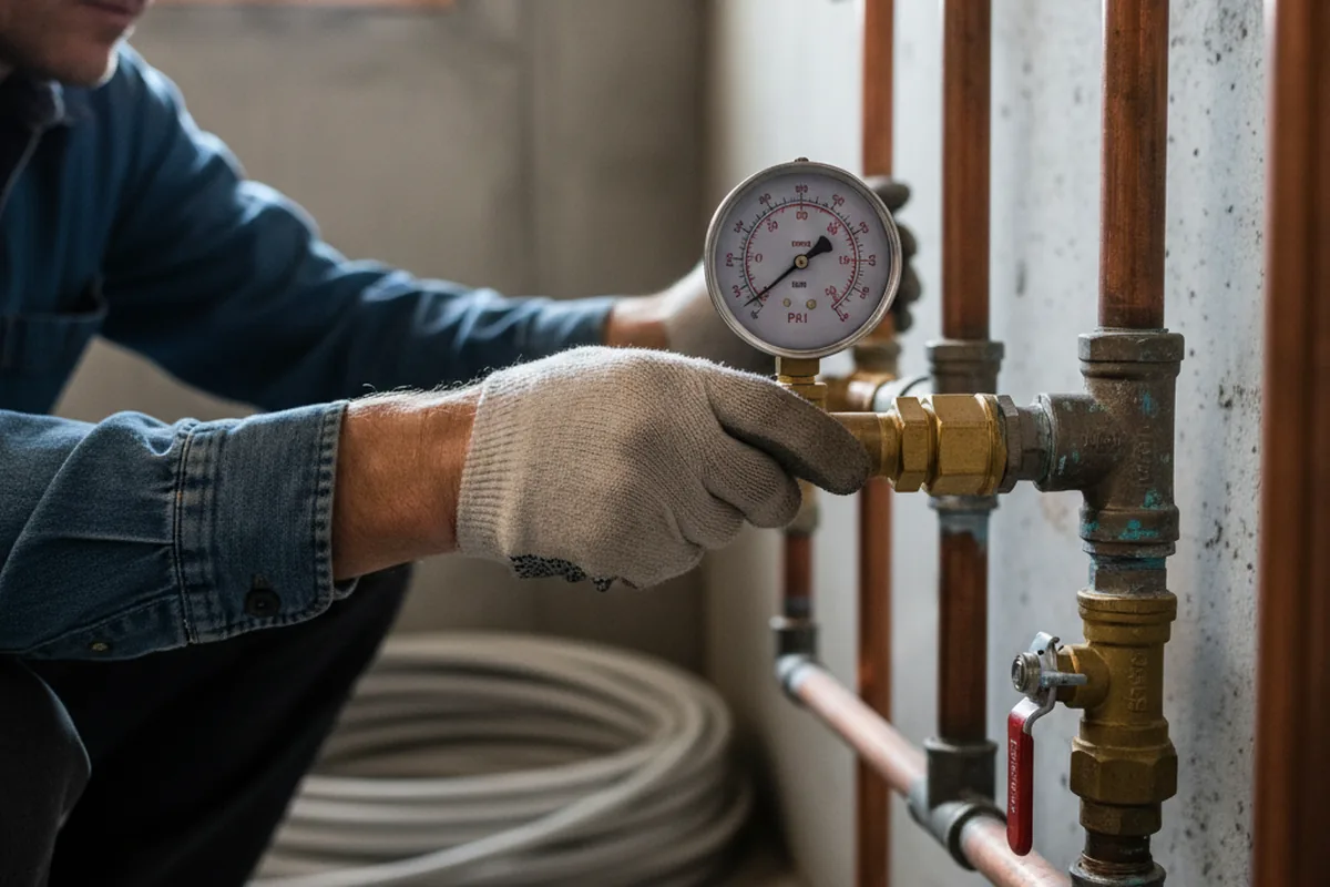 Pressure testing a repaired line during Water Line Repair in Crestline